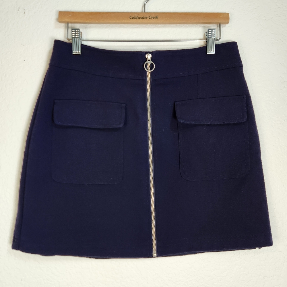 Forever 21‎ Navy Front-Zip A-Line Mini Skirt, Size L
